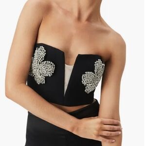 Bardot Black Strapless Top with Silver Embellishments
